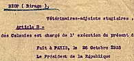 Titularisation Vétérinaire 26 octobre 1935